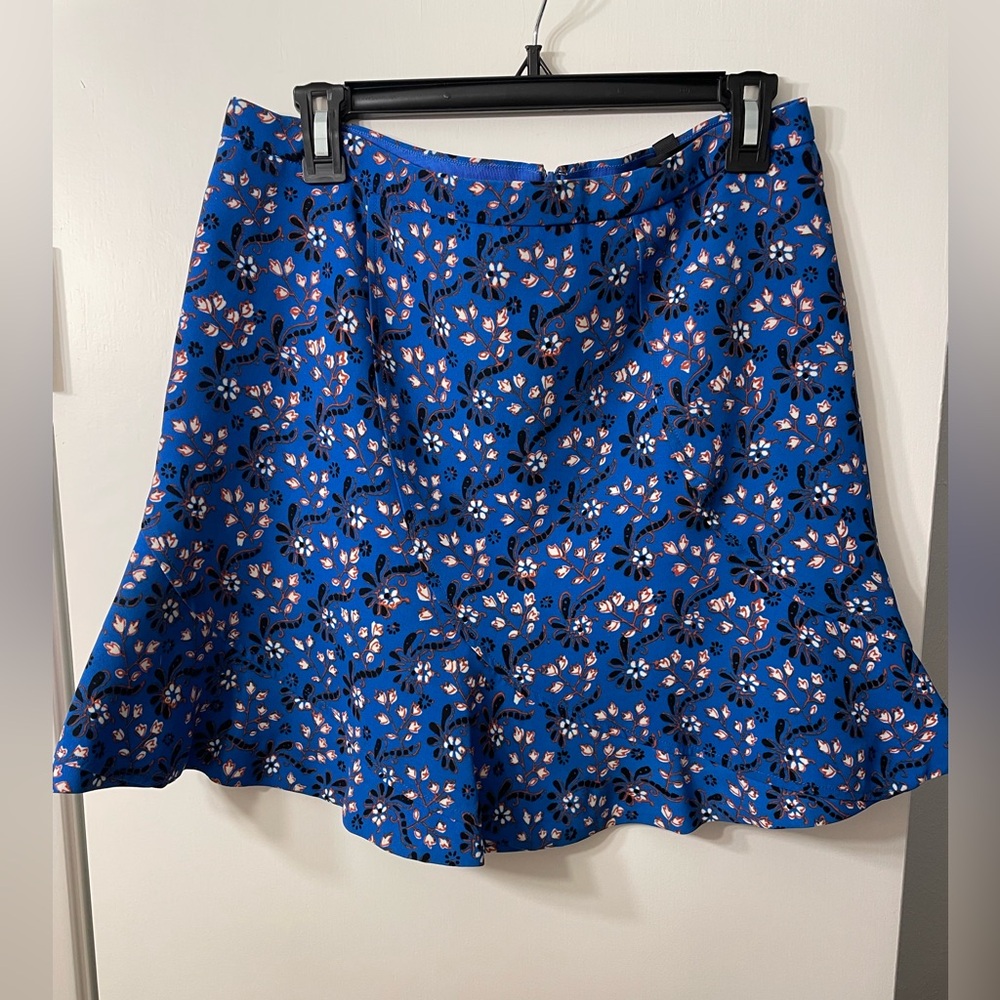 J. Crew skirt Women Size 8 Mini |  Blue Red Floral Flutter crepe lined